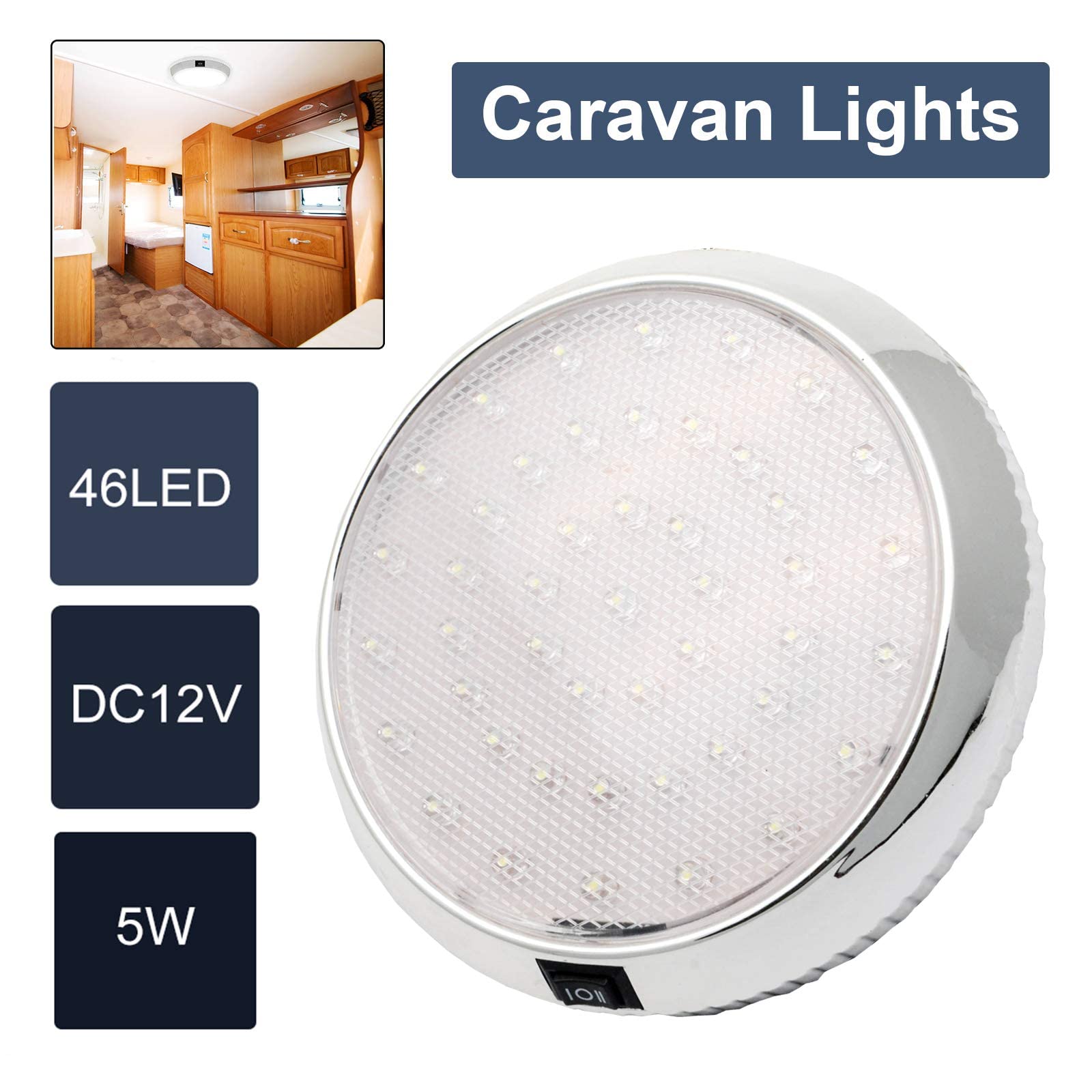 Plafonnier LED Voiture 12V Avec 46 LED - Éclairage Doux Et économe Pour Intérieur Auto, Camping-car Ou Bateau - 9