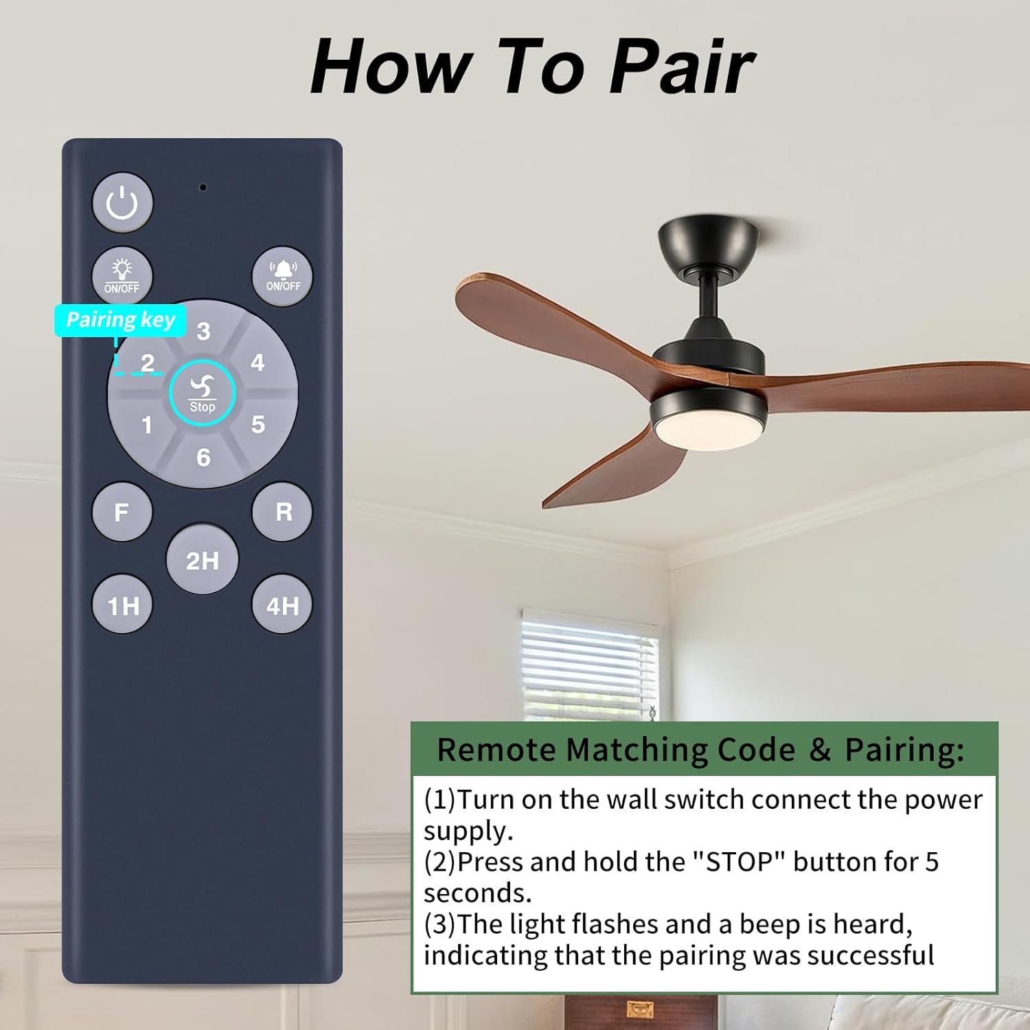 Ceiling Fan Remote Control Replacement for LEDIARY Caged Ceiling Fan with Light JM03, for Atolit 42 inch 9007 Ceiling Fans with Lights