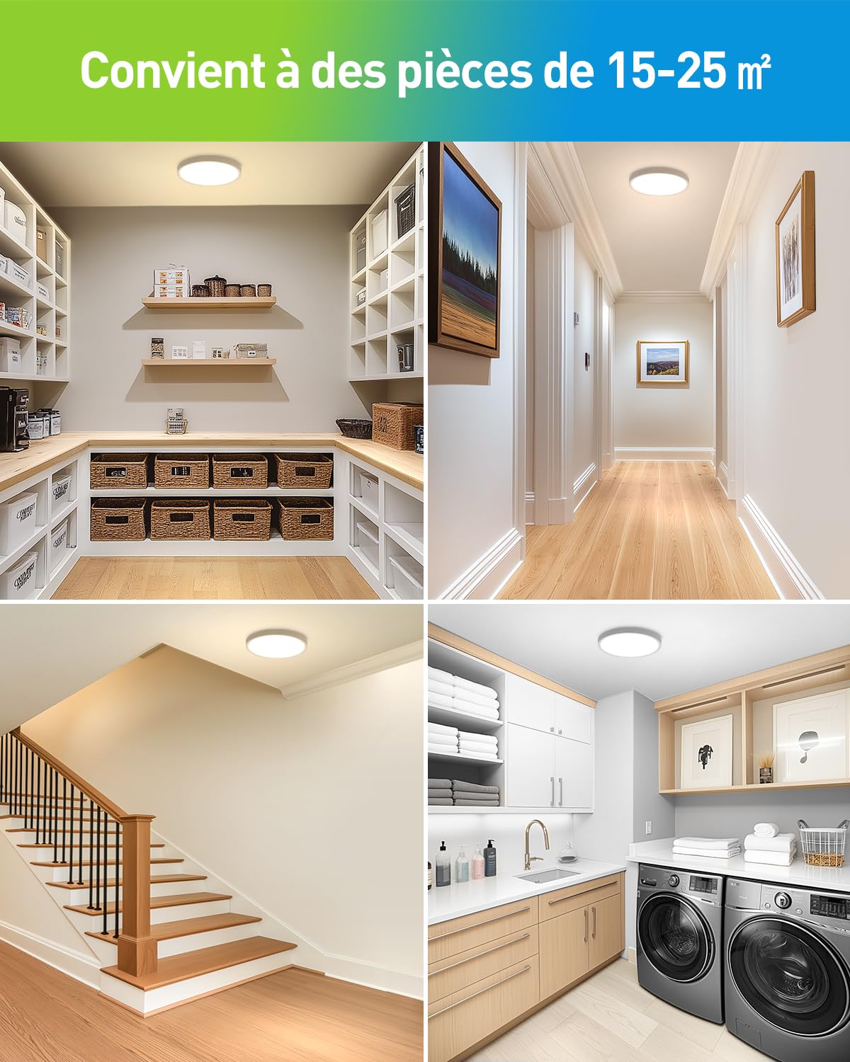 Yafido Plafonnier LED, 24W 2400LM Luminaire Plafonnier LED avec Détecteur de Mouvement, 3000K-6000K Lampe Plafond avec Télécommandé, Ø30cm Led pour Cuisine,Salle de Bain