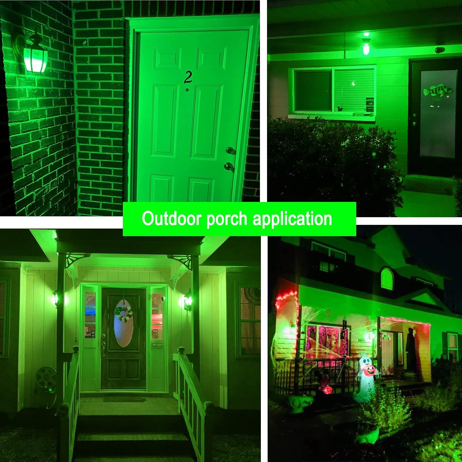 Green 9W LED Decorative Light Bulbs, 4-Pack