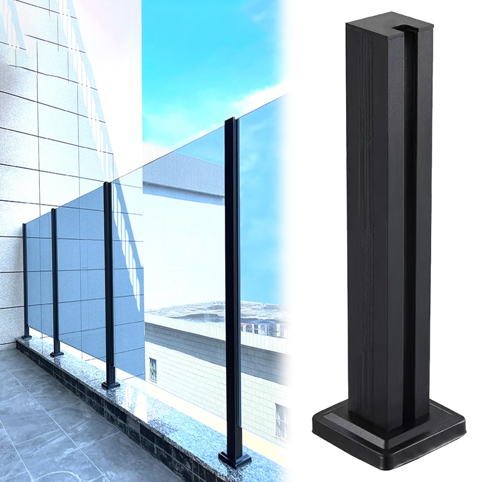 Poteaux de Garde-Corps en Acier Inoxydable Noir Anti-Corrosion pour Escalier et Balcon