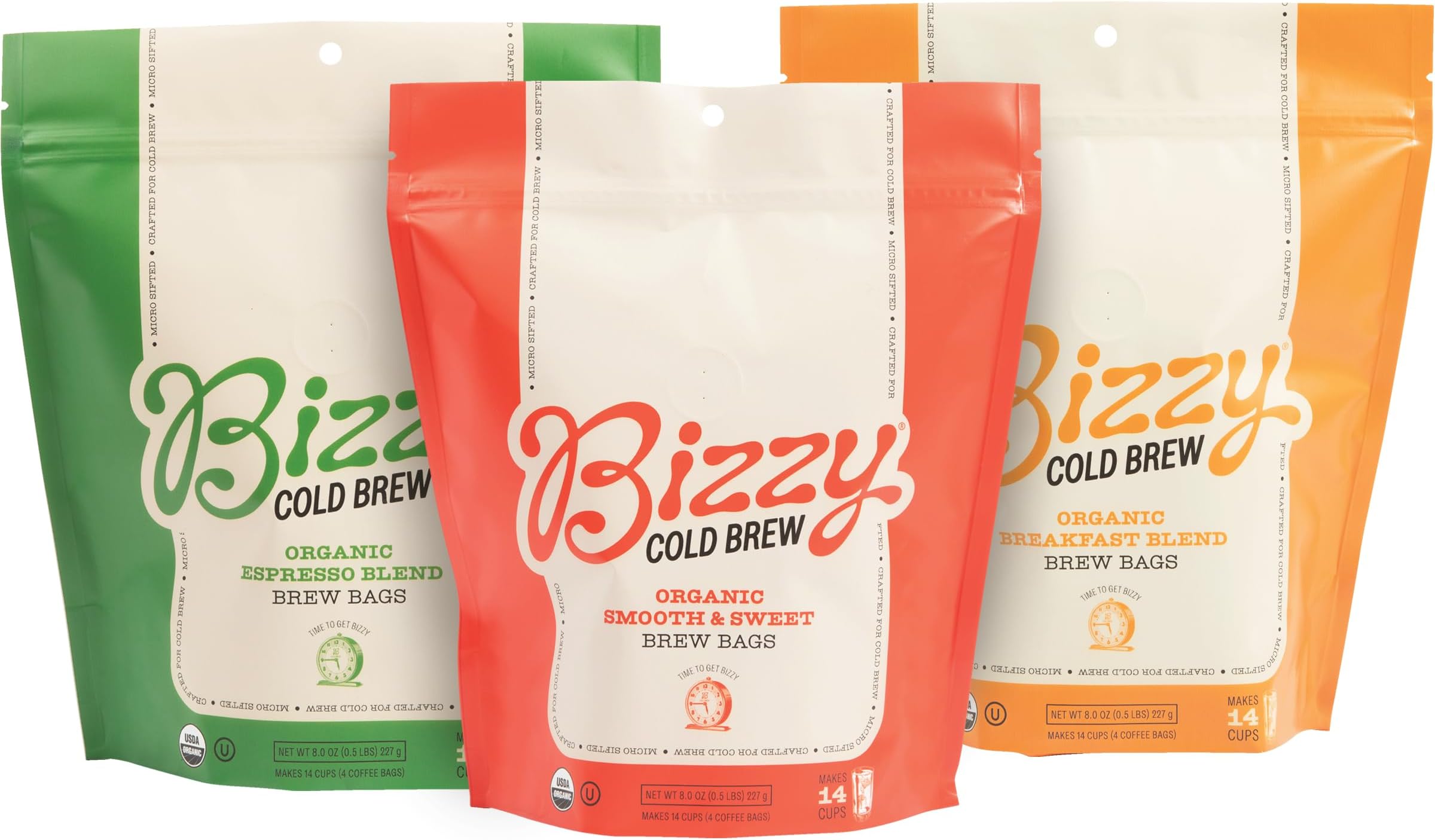 Bizzy Organic Cold Brew Coffee | Bundle | Roaster's Choice | 4-count Brew Bags | 3 Pack