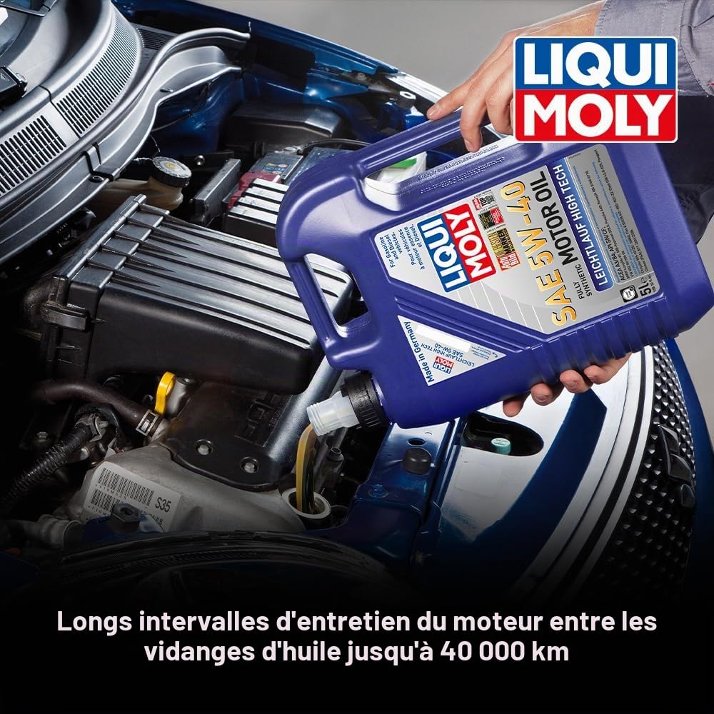 LIQUI MOLY Huile moteur Leichtlauf 5W-40 huile ACEA A3/B4 API SP High Tech 5 L Compatible avec VW Golf 7 3/5 portes 5G1, BQ1, BE1, BE2 Golf 4 3/5 portes 1J1 Golf 5 3/5 portes 1K1 Golf 6 3/5 portes 5K1