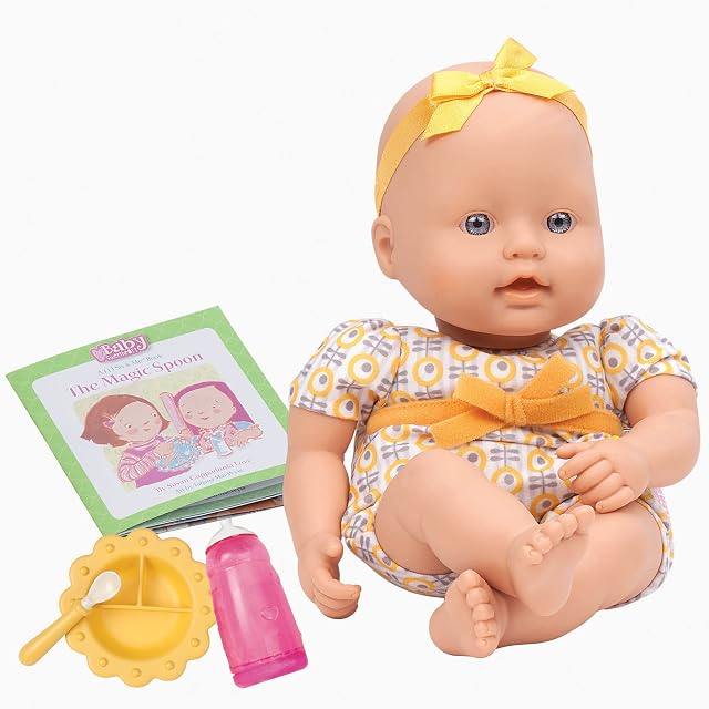 Baby Sweetheart BG7001Z Feeding Time 12-inch Soft-Body Newborn Easy-to-Read Story Book and Baby Doll Accessories