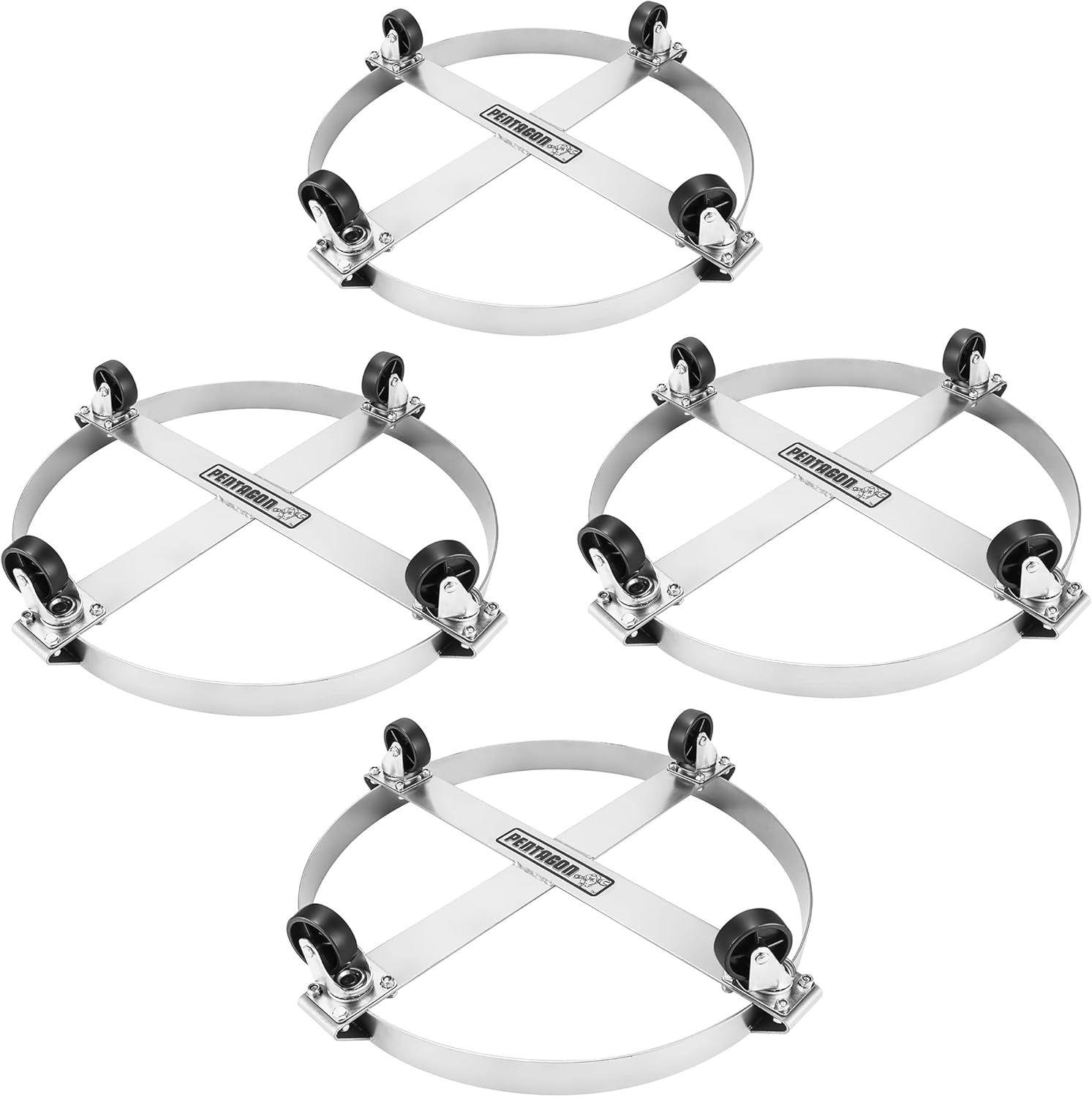 🛒 Crаzу Dеаlѕ 55-Gallon Drum Dolly Set of 4 – Heavy-Duty Steel Dolly Pack with Cross Braces and 4 Caster Wheels – 1,000-Pound Capacity Each by Pentagon Tools