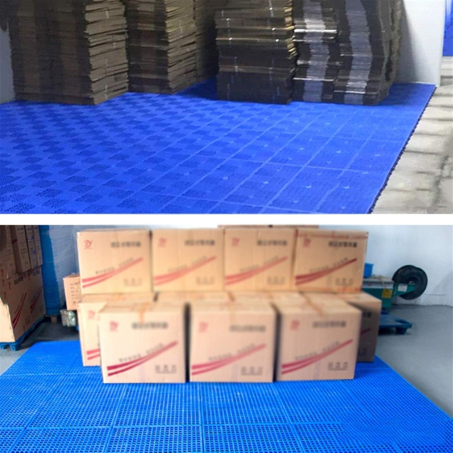 Plastikowa mata do składowania palet, kratka, deska magazynowa, supermarket, mata do cięcia, bezpieczeństwo, stabilna wysokość 5 cm(Blue-5pack,100x50x5cm)