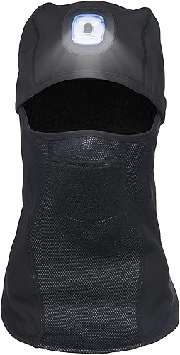Pasamontañas con luz LED recargable, resistente al agua, máscara térmica unisex de cara completa para actividades al aire libre, luz manos libres,