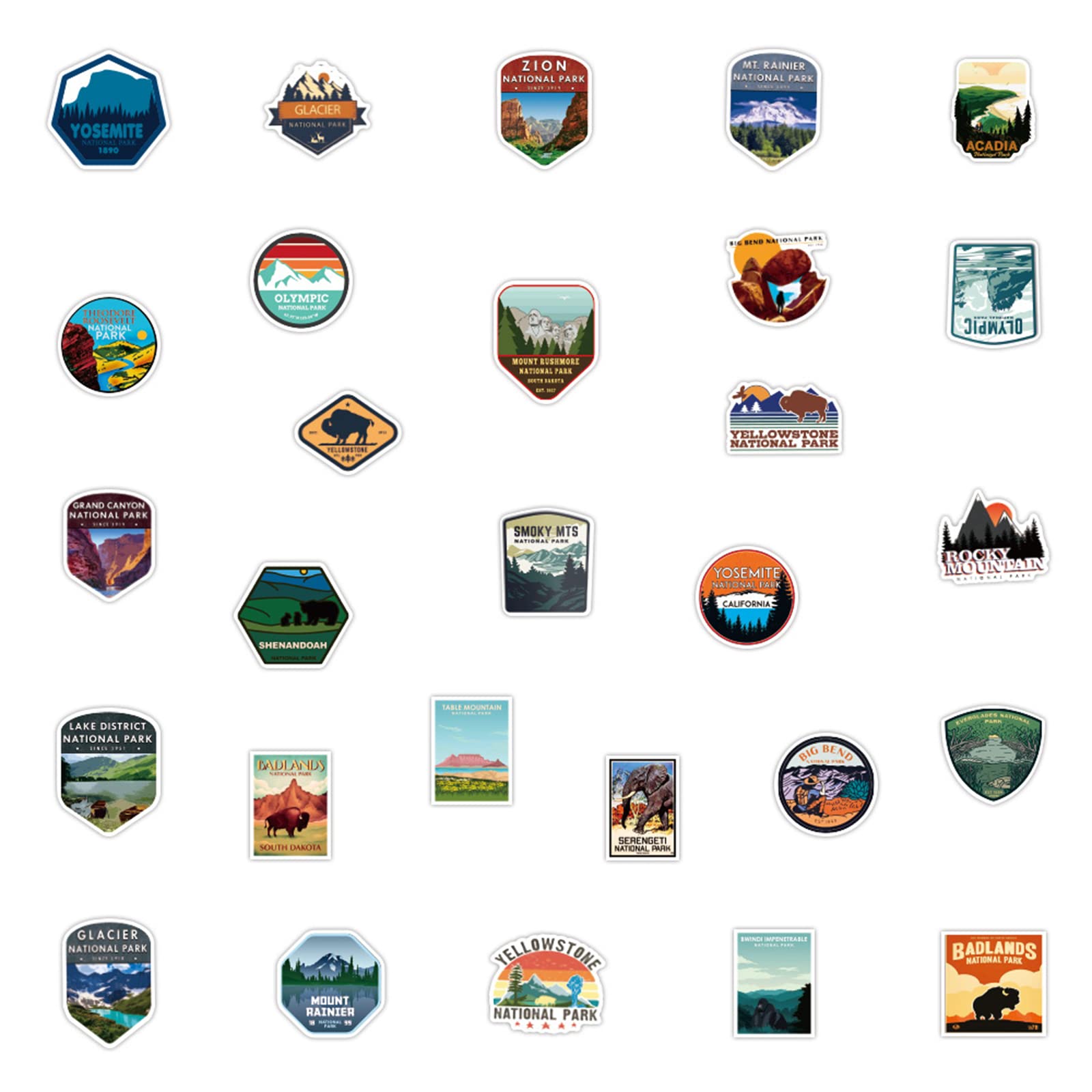 National Park Stickers 100 Pcs Outdoor Adventure Hiking Camping Adults Stickers For Water Bottle, Waterproof Vinyl Wilderness Nature Travel Wildlife Laptop Camping Party Favors