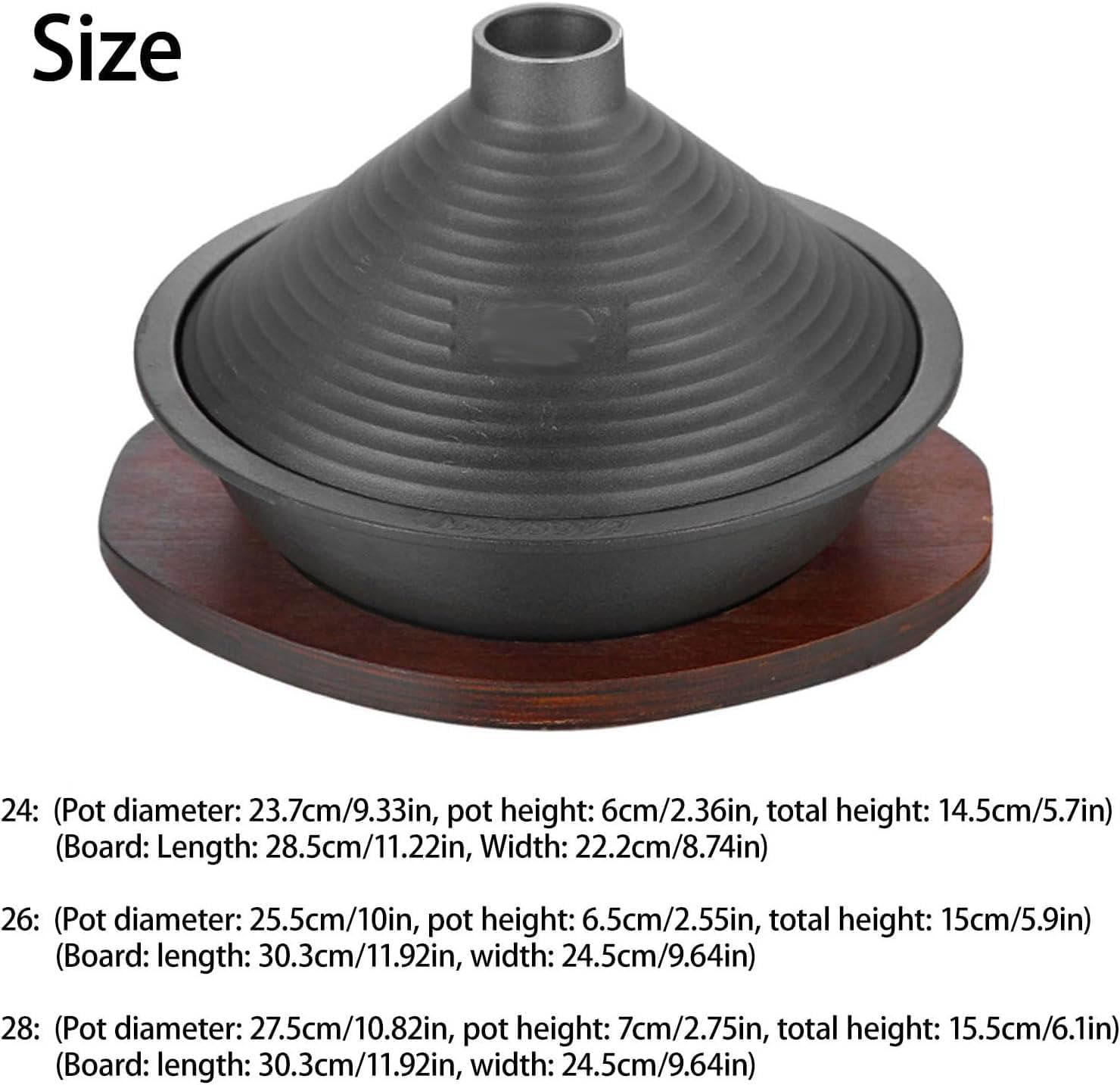 Marokkanischer Tajine-Topf Mit Tablett – Gusseisen, Antihaftbeschichtet, Induktionsgeeignet, Unverzichtbar Für Die Küche Für Gasherde, Konischer Deckel Für Geschmackvolles Kochen(Size:28cm)