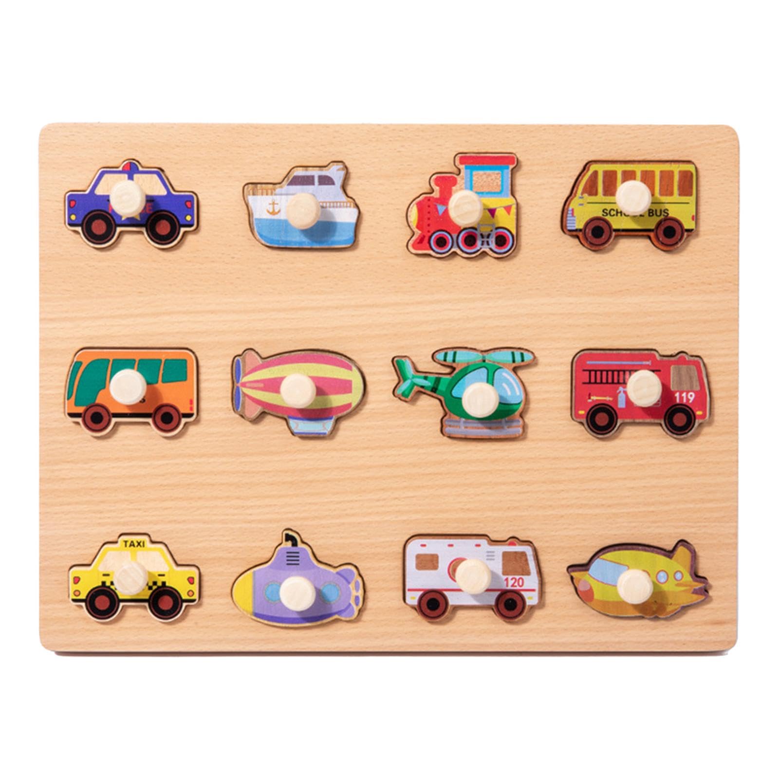 Puzzle di Apprendimento Gioco Abbinamento Forme Tavola Puzzle Bambini Legno Cartone Animato Puzzle Prescolare Creativo Incoraggia Immaginazione Adatto, Traffico