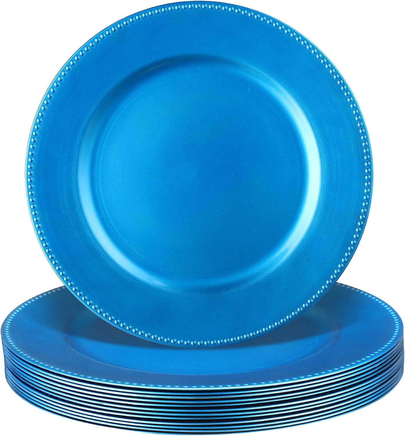 Gerrii 12 Pcs Metallic Bead Charger Plates 13 Inch Plastic
