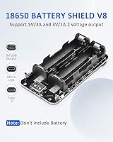 Vista 4 de diymore Soporte de batería 1865O doble Li-ion V8 Escudo de batería Micro USB 5V/3A 3V/1A Power Bank Módulo de carga de batería para Raspberry Pi