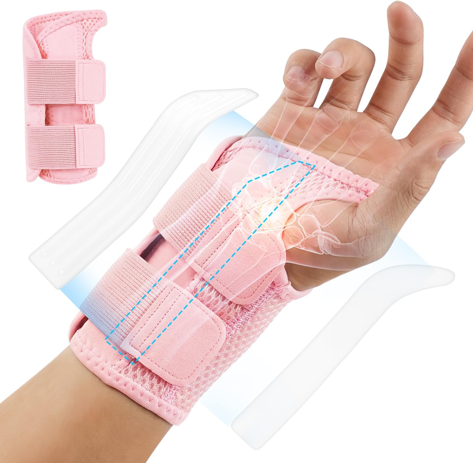 Wrist Support Splint Brace, Adjustable Wrist Strap Carpal Tunnel Compression Splint, Carpal Tunnel Wrist Brace, Wrist Splints for Carpal Tunnel, Breathable Brace Wrist Support, Right