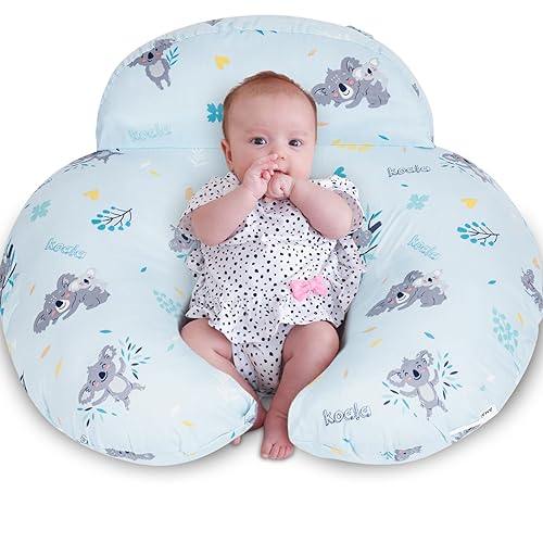 AMASKY Nursing Pillow for Breastfeeding, Breastfeeding Pillows for More Support for Mom and Baby, with Plus Size Ergonomic Design and Removable Cotton Cover, Blue, Pallet of Product - Blue