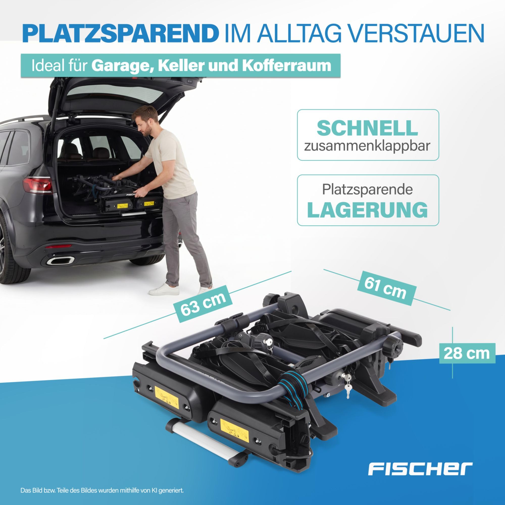 Fischer 126001 - Portabiciclette Proline Evo, per 2 biciclette o biciclette elettriche.