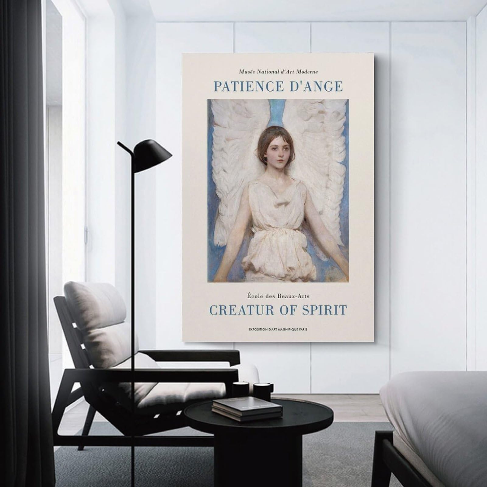 Junmoney Angel Patience Painting Canvas Wall Decor, 08x12inch(20x30cm), for New Homes, Bedrooms Or Workspaces, Gift Idea for Housewarming And Birthdays