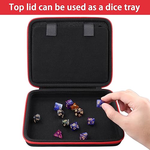 Vista 9 de Bavel DND - Estuche para dados con esponja y bandeja de dados desmontables, D6 D20 Set Case para Dungeons and Dragons RPG, MTG, juegos de mesa