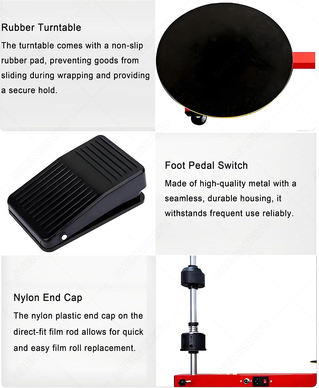 Automatic Turntable Wrapping Machine,Industrial Electric Stretch Film Baler,40cm Anti-Slip Turntable,Foot Pedal Start & Stop,60W Width Film Wrapper Machine for Large Parcels Packing