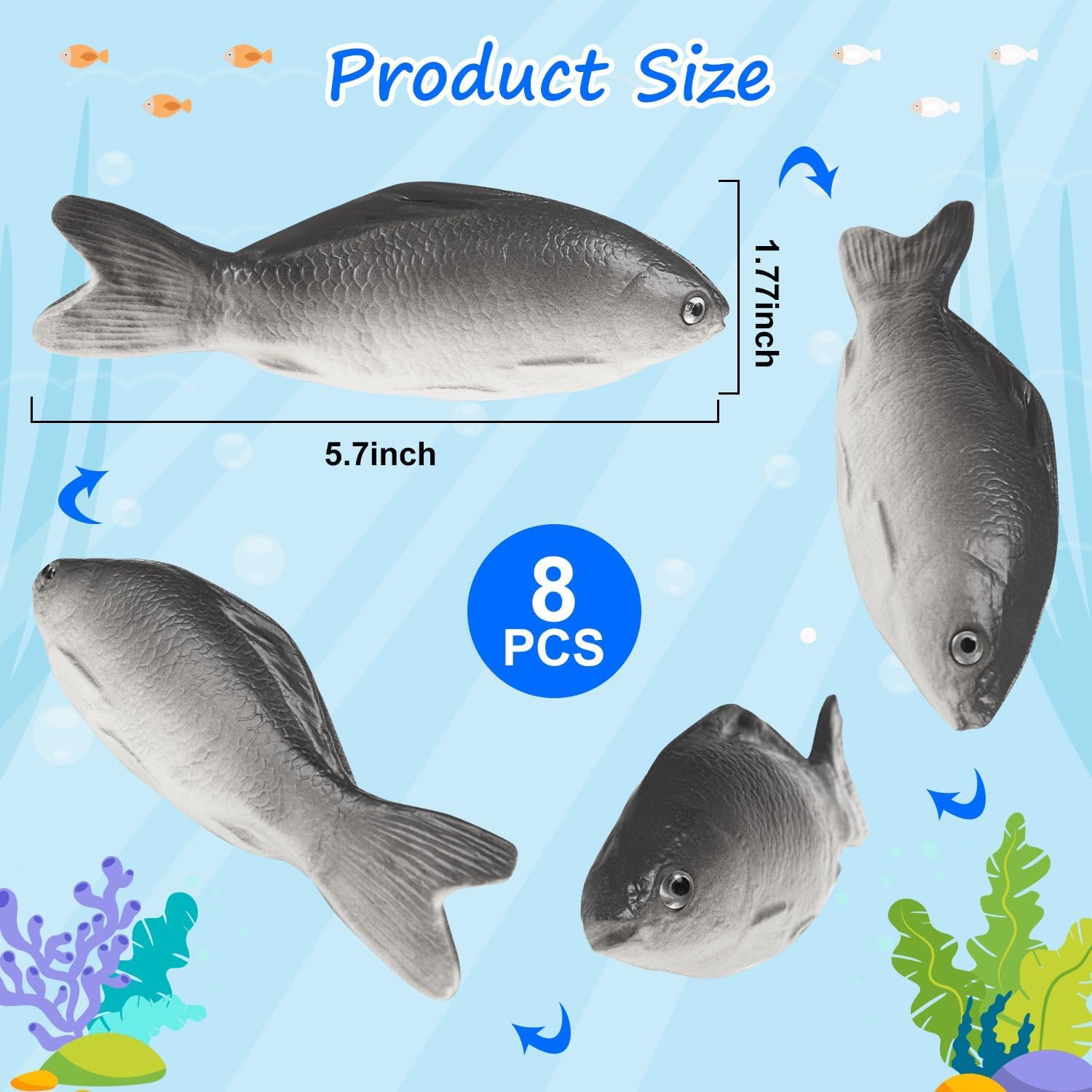 8Pcs Fake Fish, Realistic Toy Fish, Artificial Small Sea Fishes Toys for Family Parties, Props for Kitchen Display Decoration Photography - Image 2