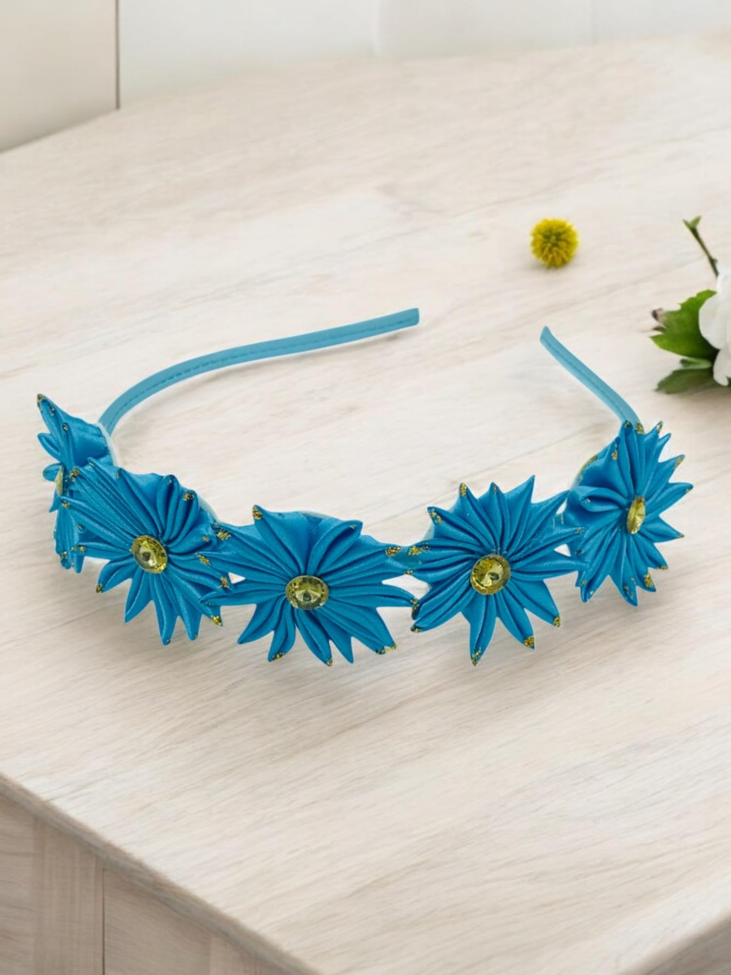 ™ Flower Hair Band For Baby Girls/Flower Head Band,Bridal Hair Band For Women Pack-01, Color-Sky Blue-image-12