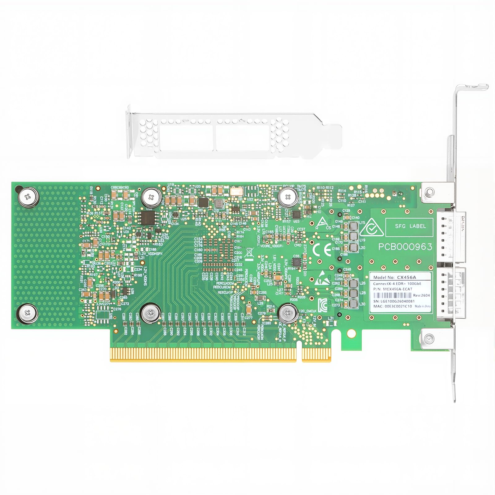 Dual Port 100G QSFP28 PCIe 3.0 x16 VPI Network Adapter Card, Compatible with MCX456A-ECAT ConnectX-4, 100GbE Ethernet & EDR InfiniBand RDMA Server NIC for HPC AI Training