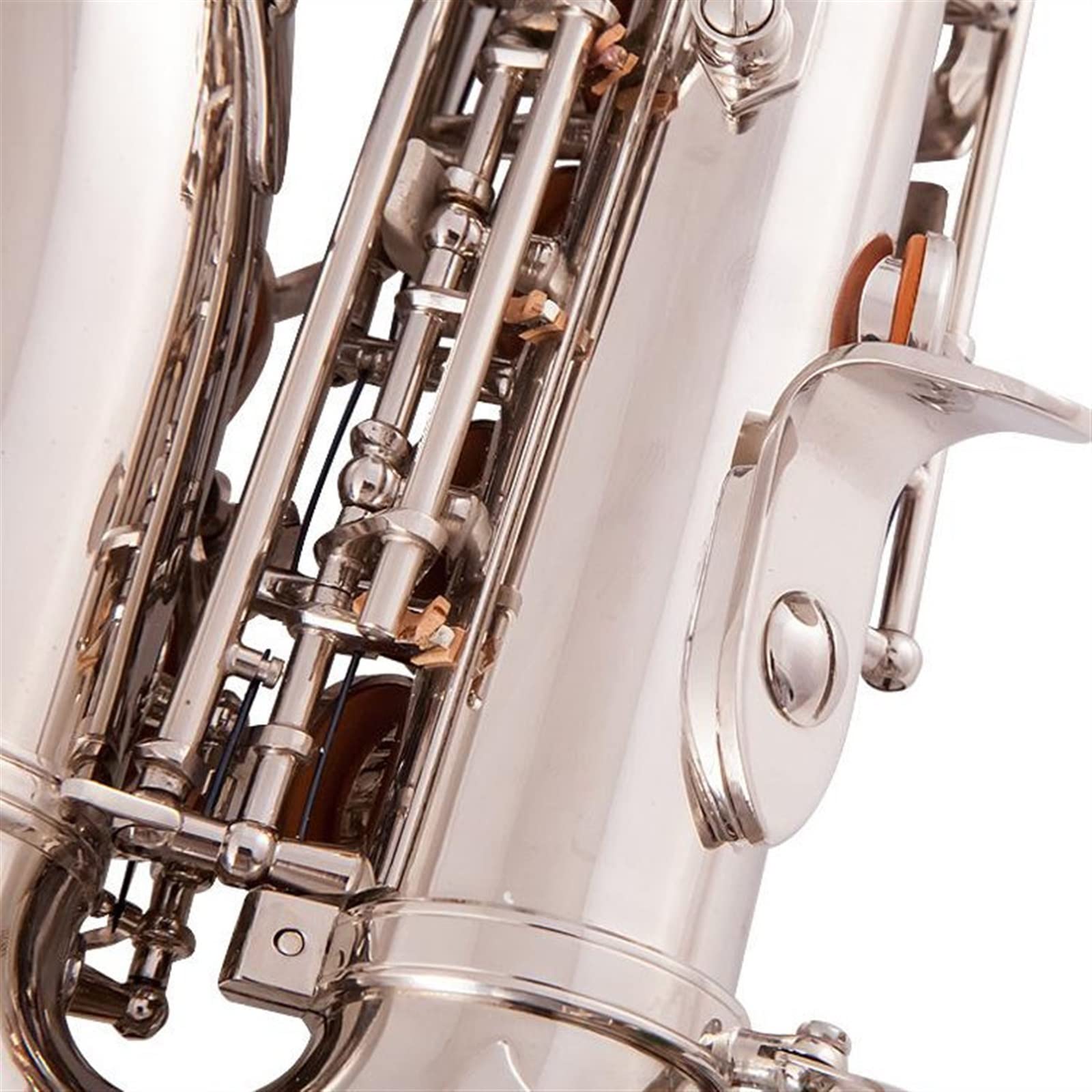 Saxofones Saxofón Curvo Profesional BB Saxofón B-Key Chapado En Cobre Blanco Plateado