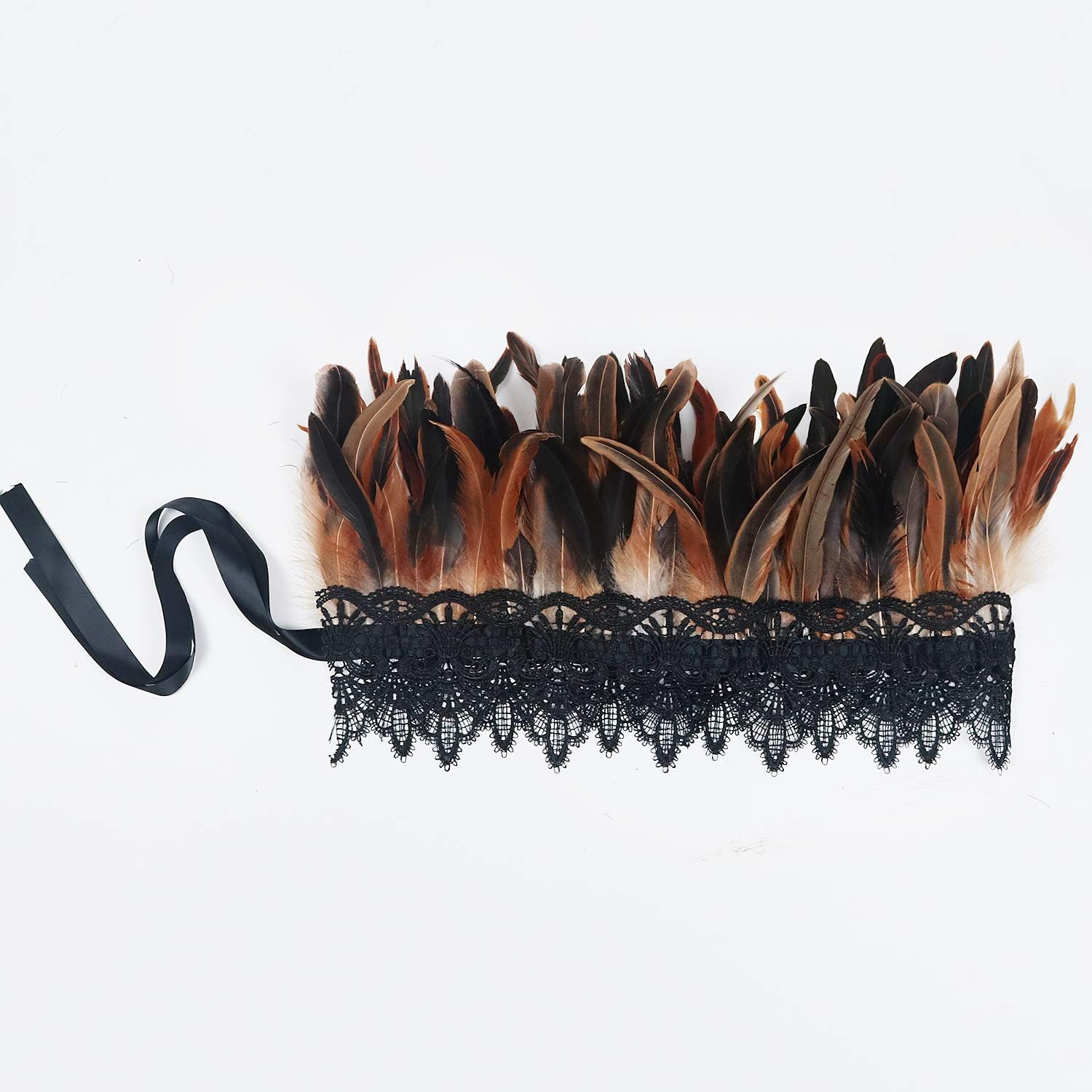 L'VOW Gothic Natural Feather Cape Shawl Shoulder Wrap Lace Collar Halloween Evil Queen Costumes for Women - Image 8