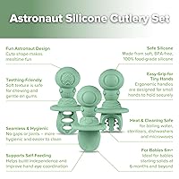 Vista 5 de Haakaa Silicone Baby Spoons Self Feeding 6 Months – Baby Utensils with Anti-Choke Astronaut Handle, Easy-Grip, Gum-Friendly, Durable & Safe – Baby