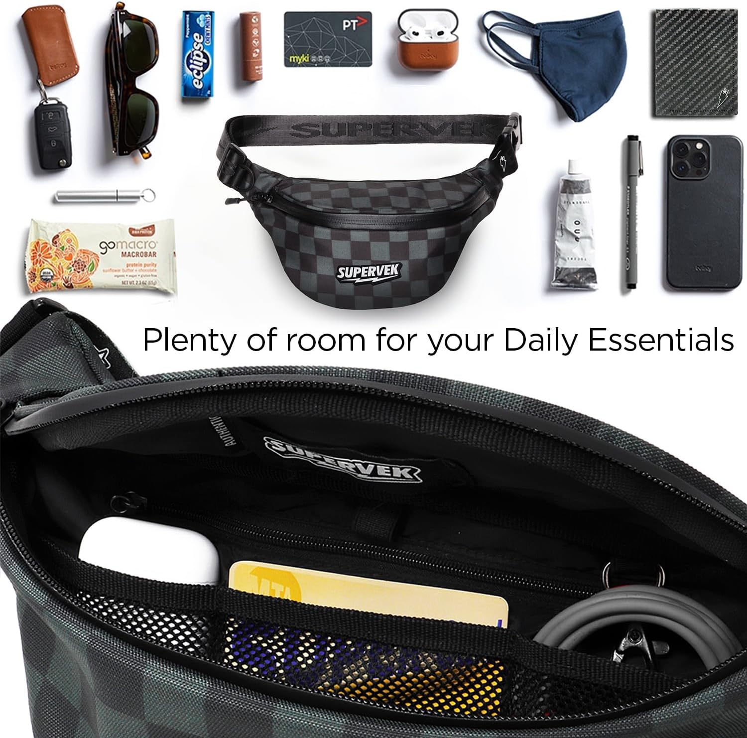 SUPERVEK PRO Fanny Pack for Men Women - YKK Waterproof Zipper & Fabric, Crossbody Bag Waist Pack, Belt Bag for Travel Running Outdoor Hiking Cycling - Carry Any Phone, Wallet - Bandana - Image 6