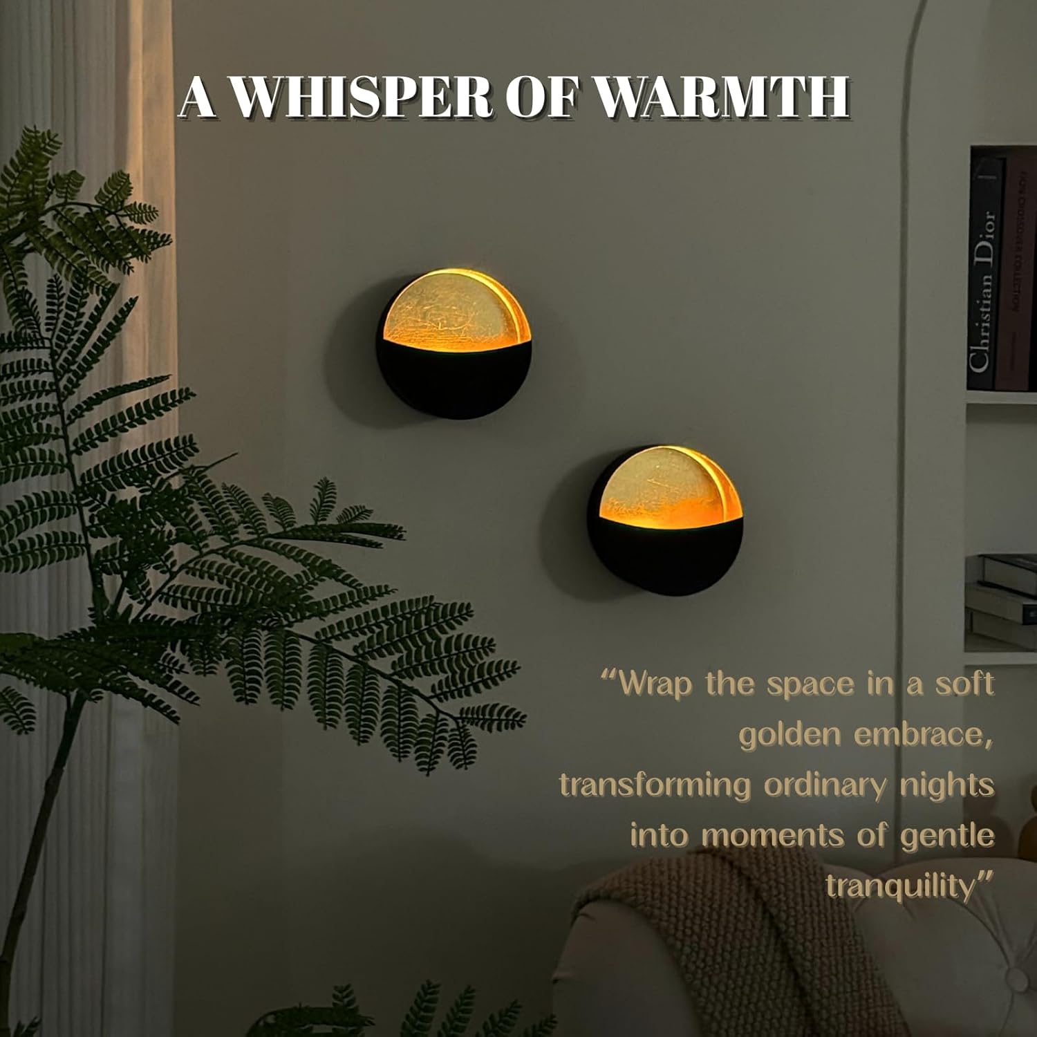 Eclipse Candle Sconces Set of 2 - Modern Gray Metallic Wall Candle Holders with Gold Foil Interior, Christmas Wall Decor for Living Room, Bedroom, or Modern Farmhouse Decor