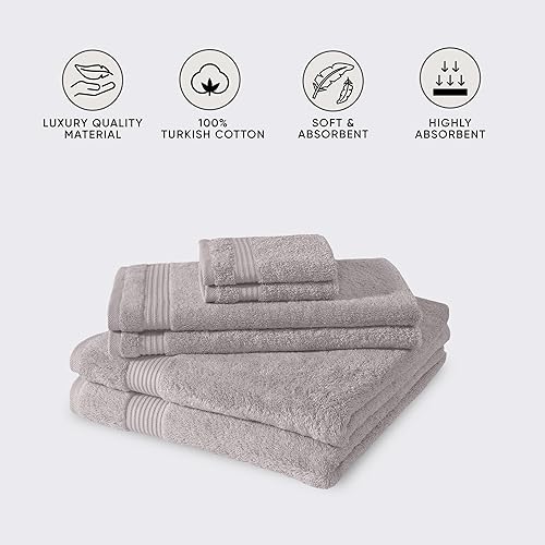 Miniatura 3 de Classic Turkish Towels CTT - Juego de toallas de lujo de 6 piezas, 100% algodón turco, de secado rápido, altamente absorbente y cómodo, incluye 2