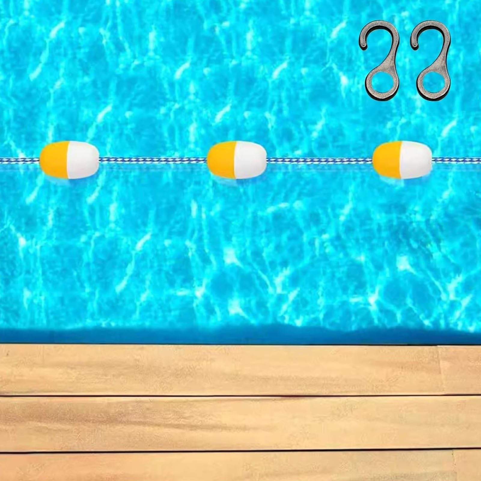 Corde de sécurité flottante 6m pour piscine avec crochets et bouées