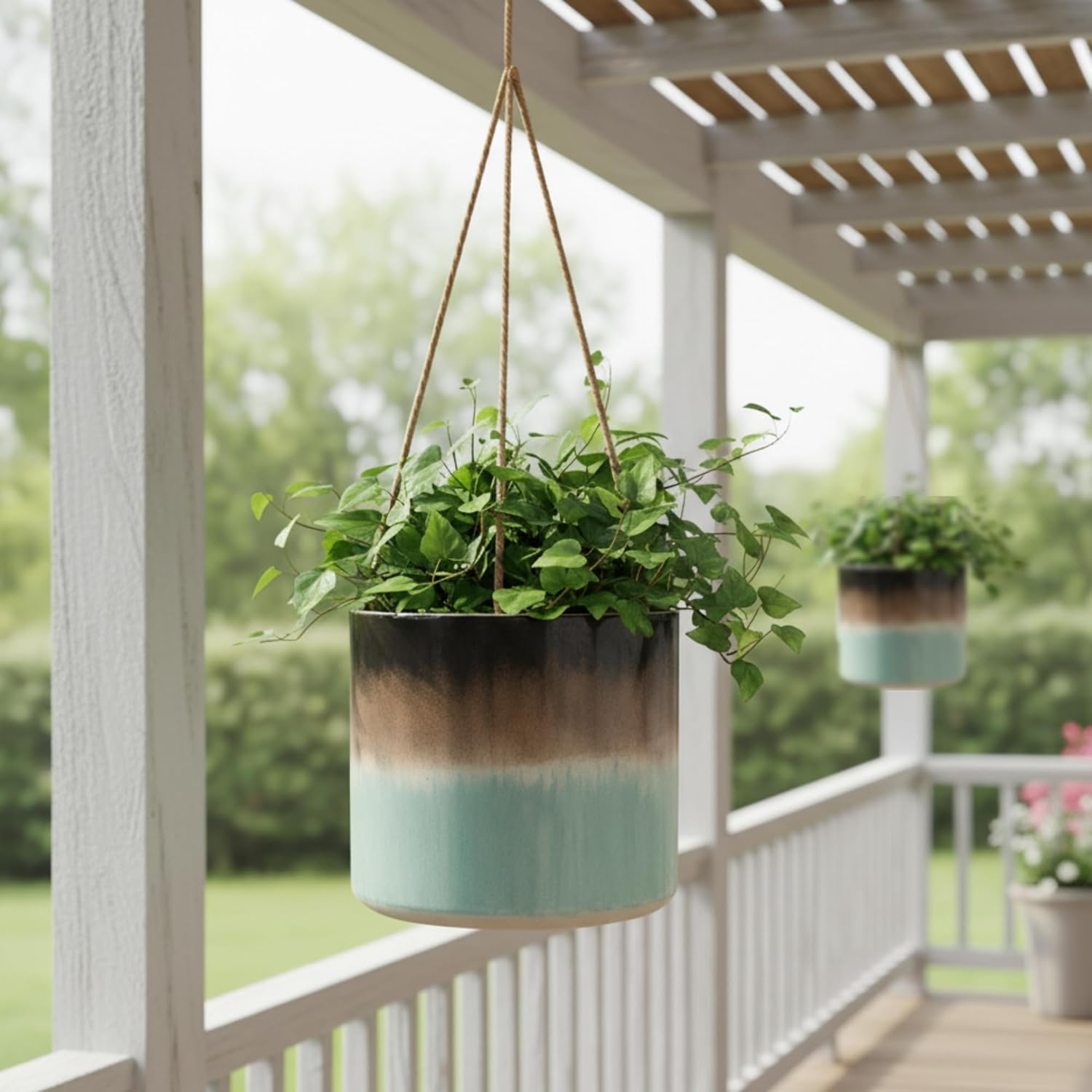 Blue Sky Ceramic Hanging Calle Reactive 5'' Flower Pot