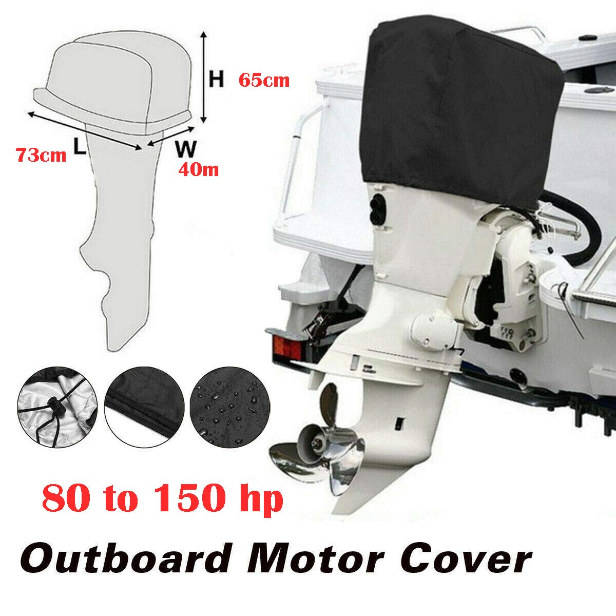 Housse De Moteur 210D étanche Pour Bateau - Noir/gris - 5 à 300 CV