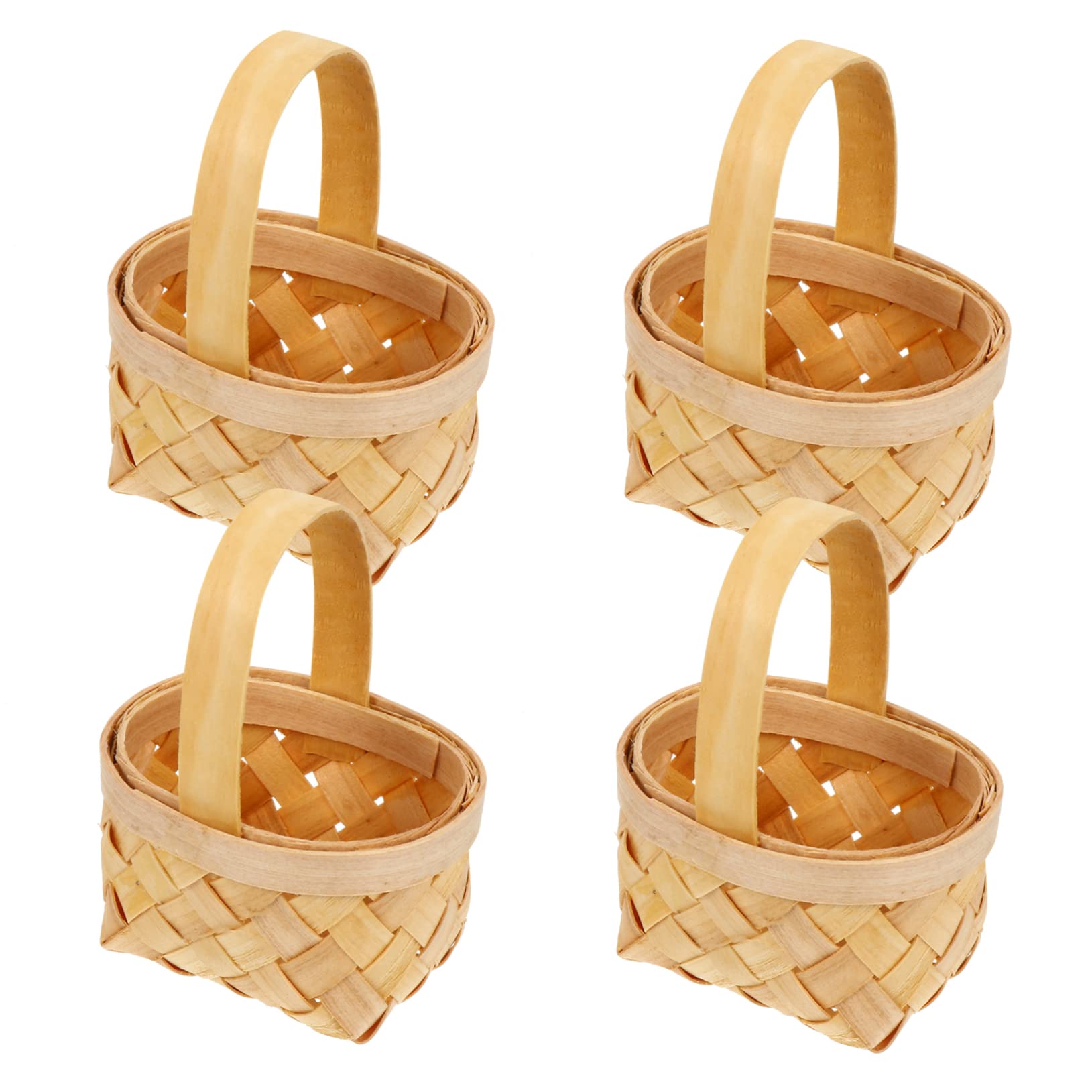 HONMEET 4pcs Little Baskets with Handle Handmade Wooden Baskets Elegant Home Decor Storage Solutions