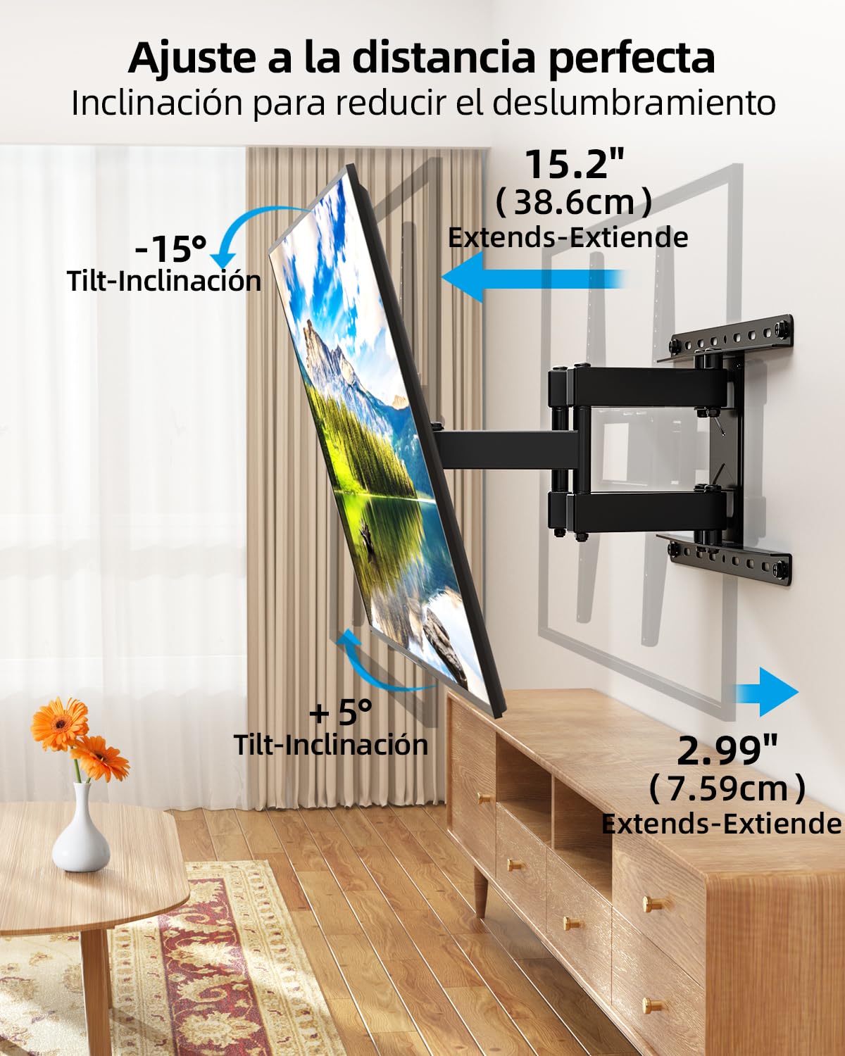 Home Vision TV Soporte De Pared Giratorio para 26-65 Pulgadas, Sujecion TV Pared Giratorio Inclinable Universal para Plana Y Curva Y Monitores, MAX VESA 400x400mm, hasta 60KG