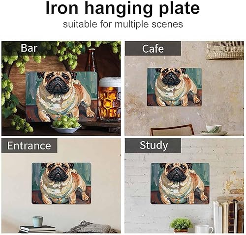 Miniatura 4 de QWJKM Cartel de hojalata de metal con diseño de perro Bago, diseño retro, letrero de hojalata de hierro vintage, placa rectangular de metal para