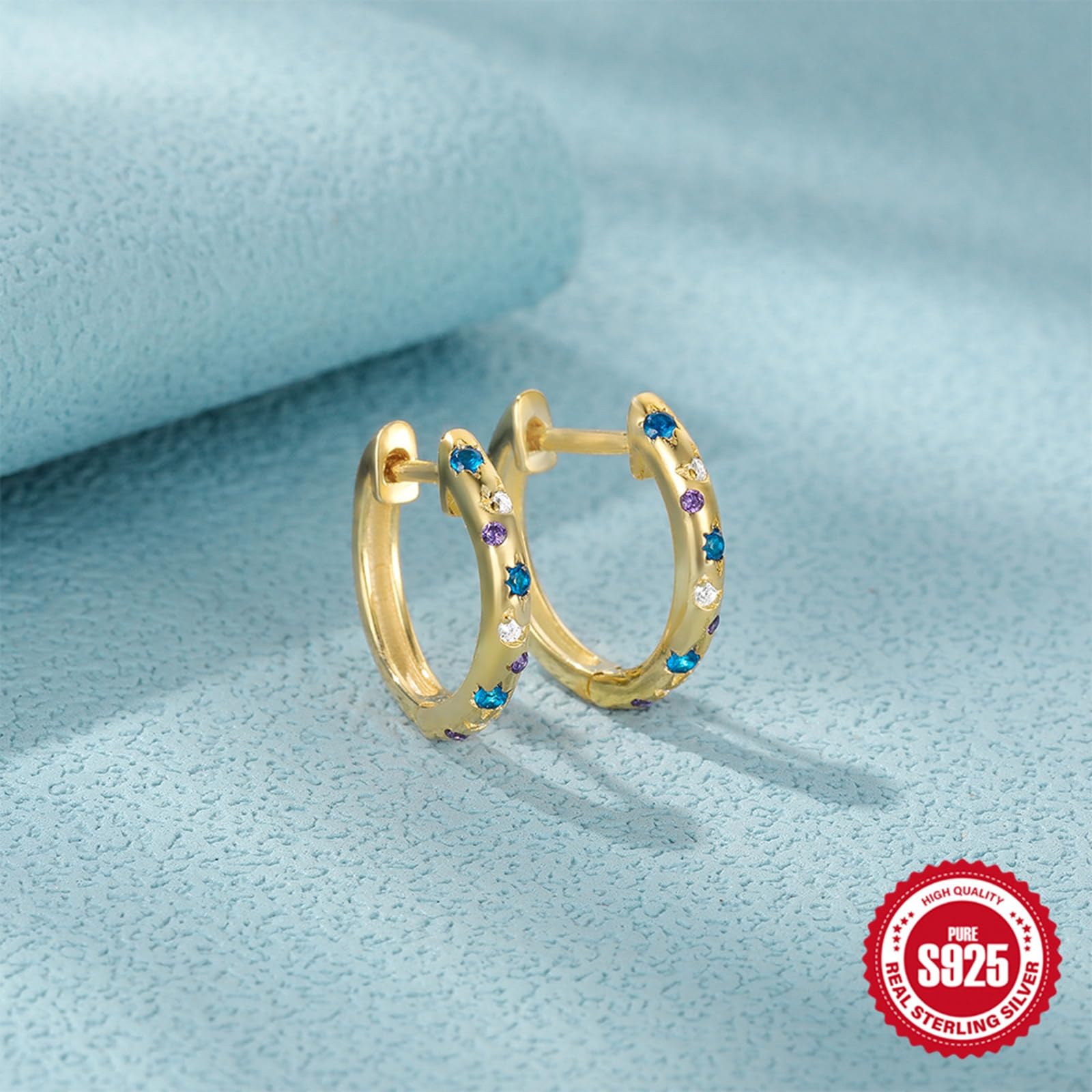 Orecchini Argento 925 Zircone Intarsiato Oro Orecchini Da Donna A Cerchio