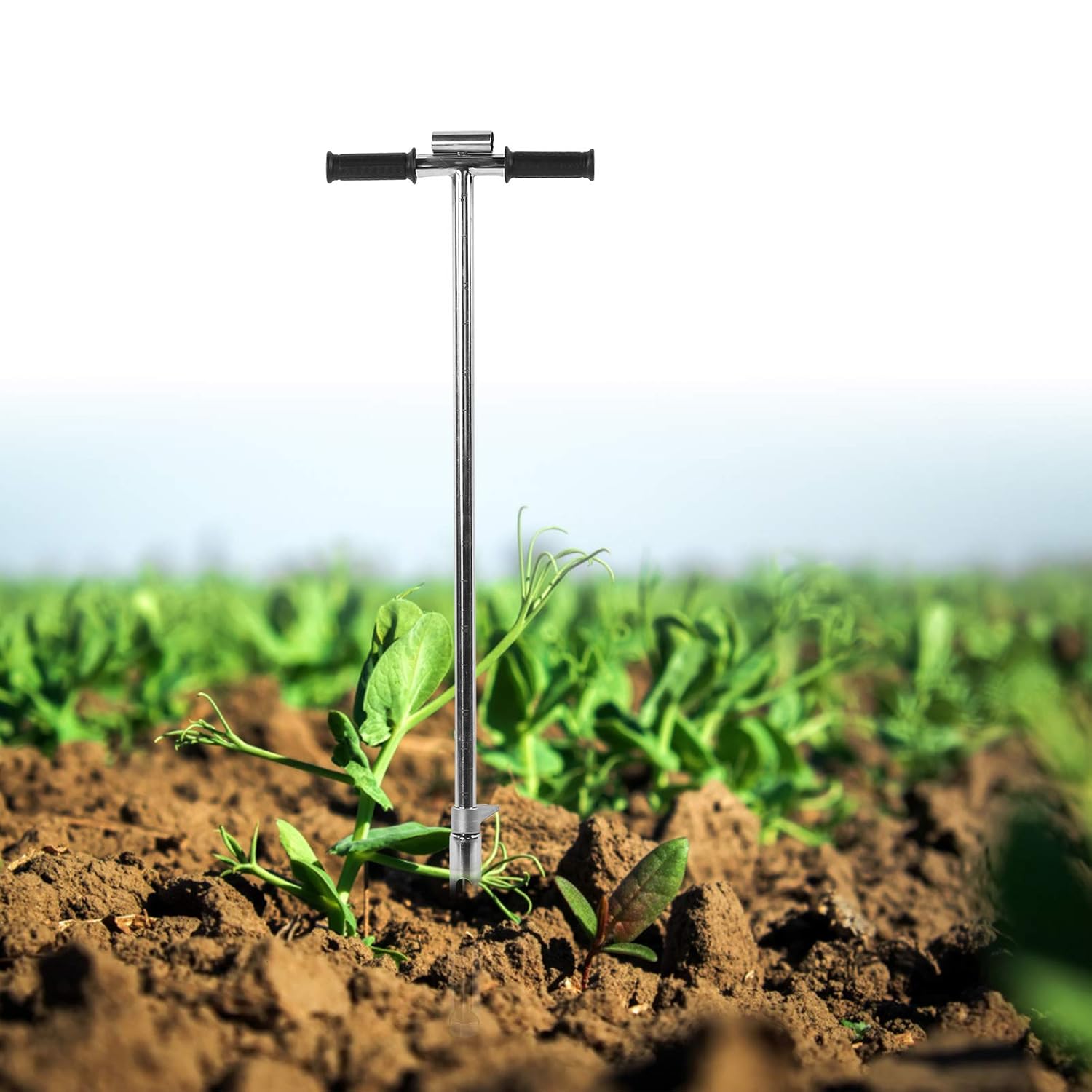 Soil Sampler Probe, 105cm Length 38mm Mouth Stainless Steel Soil Sampling Tool with Foot Pedal, for Lawn House Plants Gardening