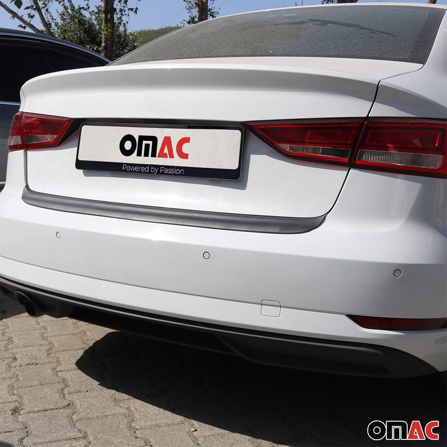 OMAC Rear Bumper Sill Cover for Audi A3 Sedan 2017-2020 Facelift – Matte Black Acrylic Finish