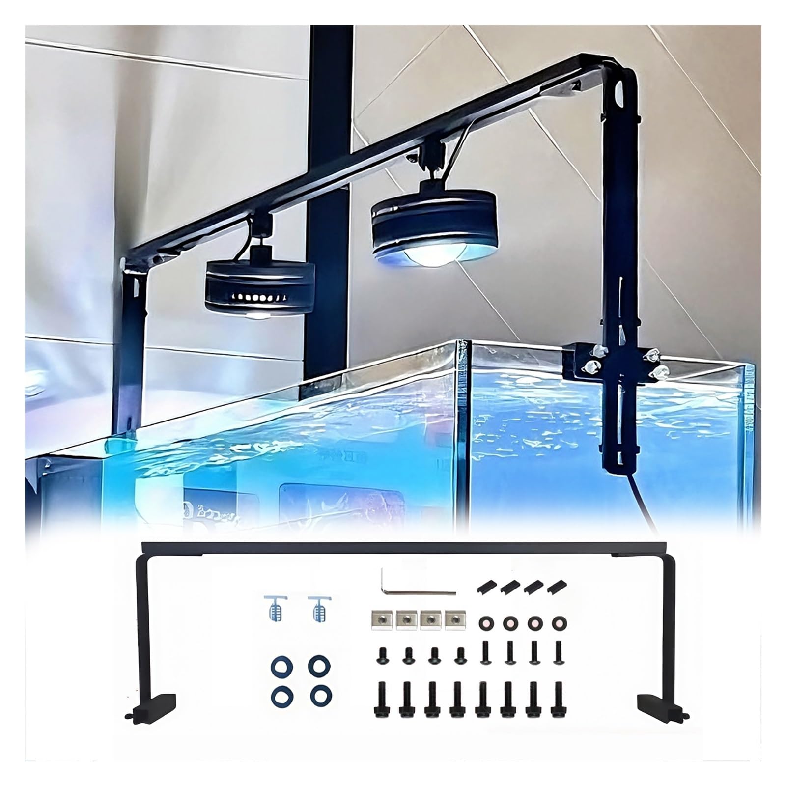 Clip On Aquarium Lighting Riser Aluminum Hanging Adjustable Fish Reptile Tank Light Stand Holder Rack Aquatic Plants Heat