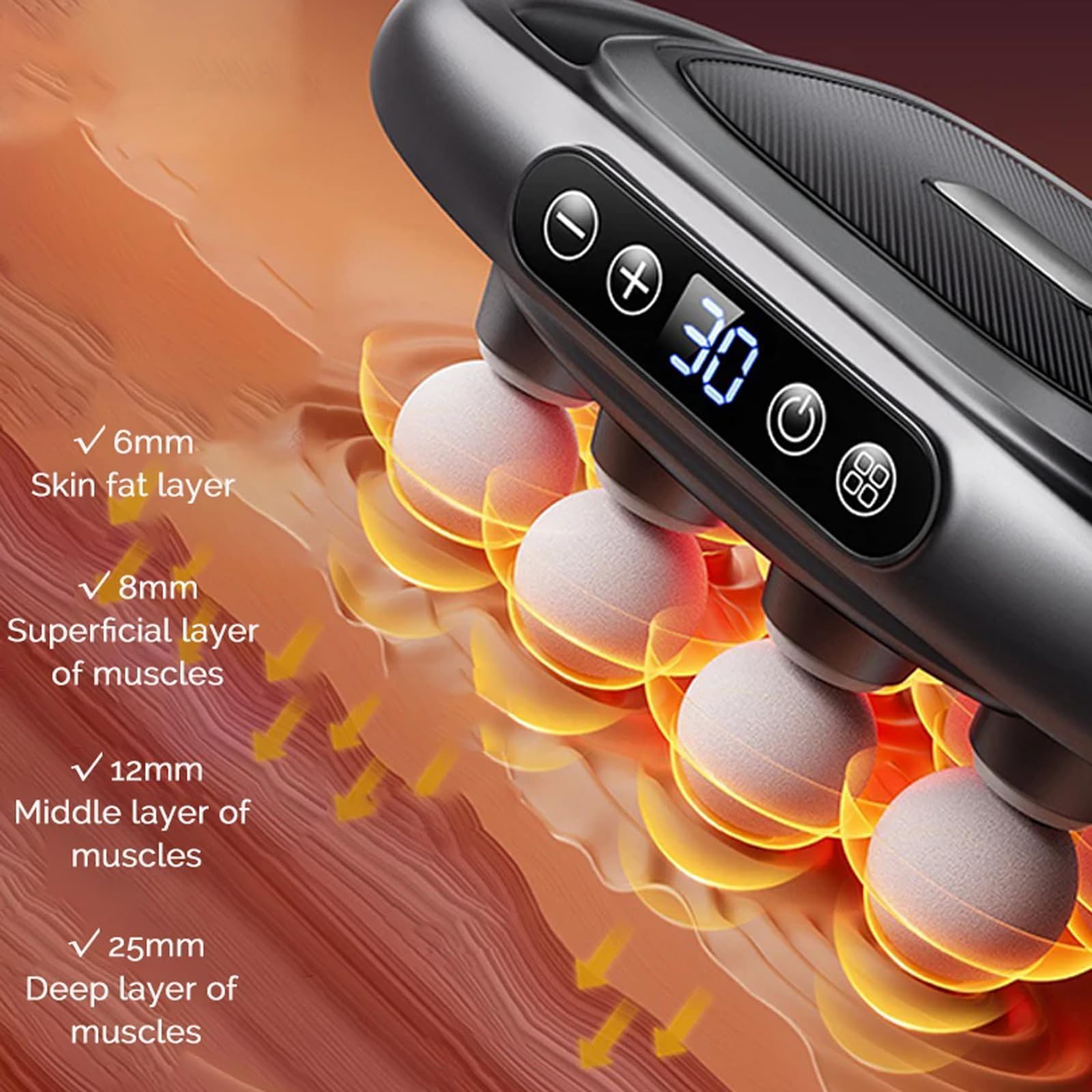 16-Drive 8-Head Massage Gun Set,8 Head Fascia Massage Gun,8 Head Massage Gun Deep Tissue,3 Modes & 30 Vitesses,pour Soulager Les Douleurs Du Dos, Jambes
