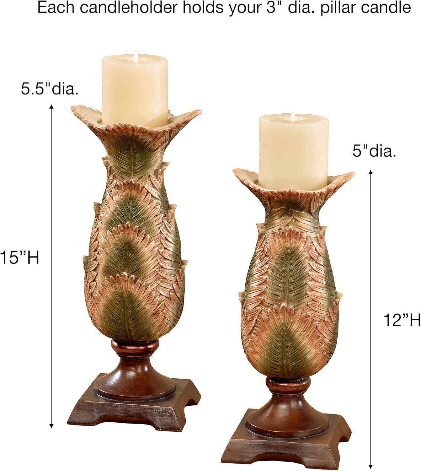 Sunset Palm Candleholders Multi Earth Set of Two