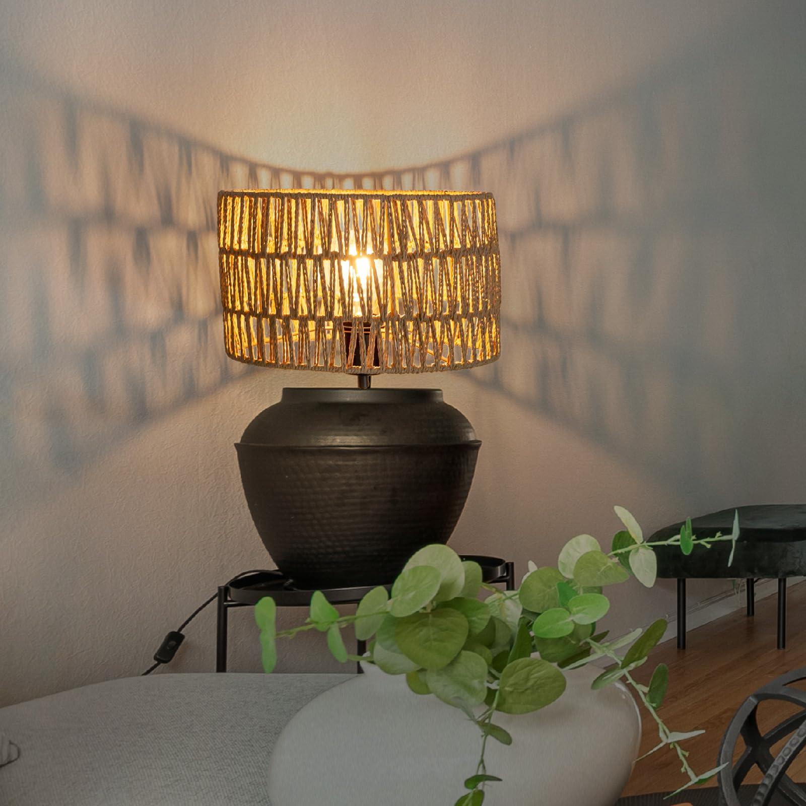 Paralume in rattan boho – un must have per tutti coloro che amano il proprio stile creativo (marrone, 30 da. x 18 h)