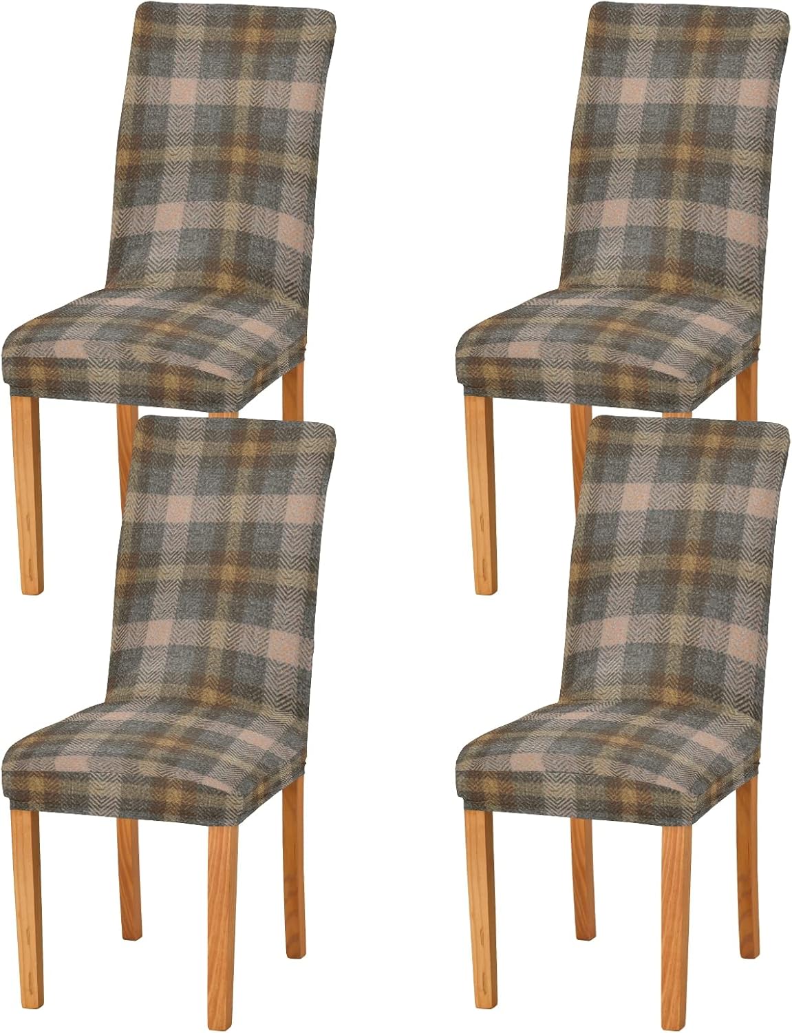 ALAZA Chair Covers for Dining Room, Tartan Plaid Pattern Stretch Chair Cover Sets Chair Protector for Formal Dining Celebration