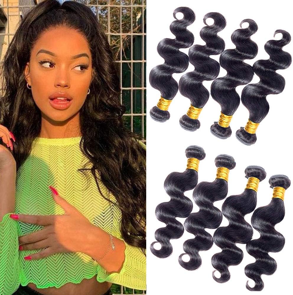 10A Brazilian Hair Body Wave Bundles 4Pcs 24 26 28 30 Inch Human Hair Weaves Bodywave Virgin Hair Extra Long Natural Black for Women