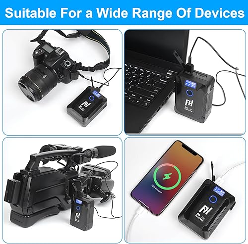 Miniatura 6 de Nano ONE - Batería mejorada de montaje en V, 50 Wh 14.8 V 3400 mAh, cargador inalámbrico integrado, con D-Tap, USB-A, puertos USB-C para