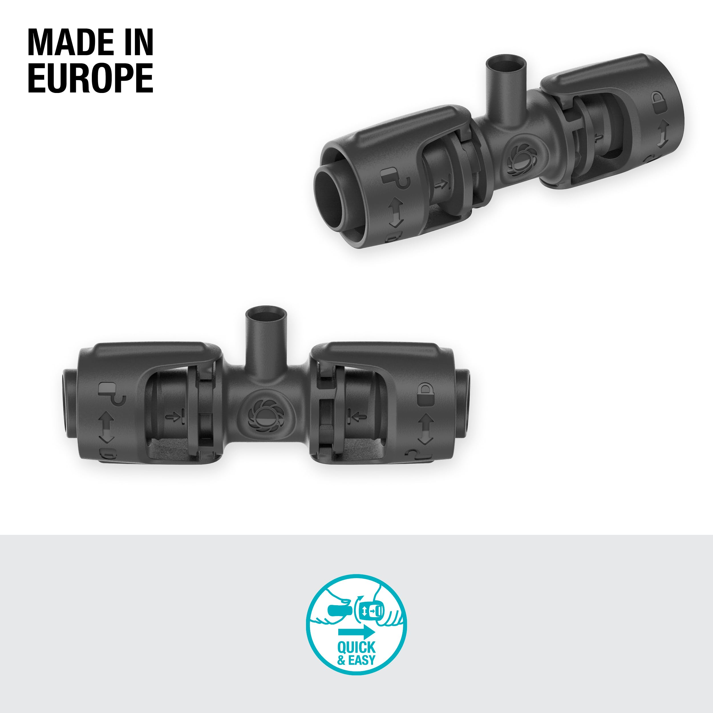 Gardena Micro-Drip-System Raccordo a T per microspruzzi: per collegare tubi da 13 mm e microspruzzo, irrigazione piante automatica, tecnica di collegamento Quick & Easy, riutilizzabile (13206-20)