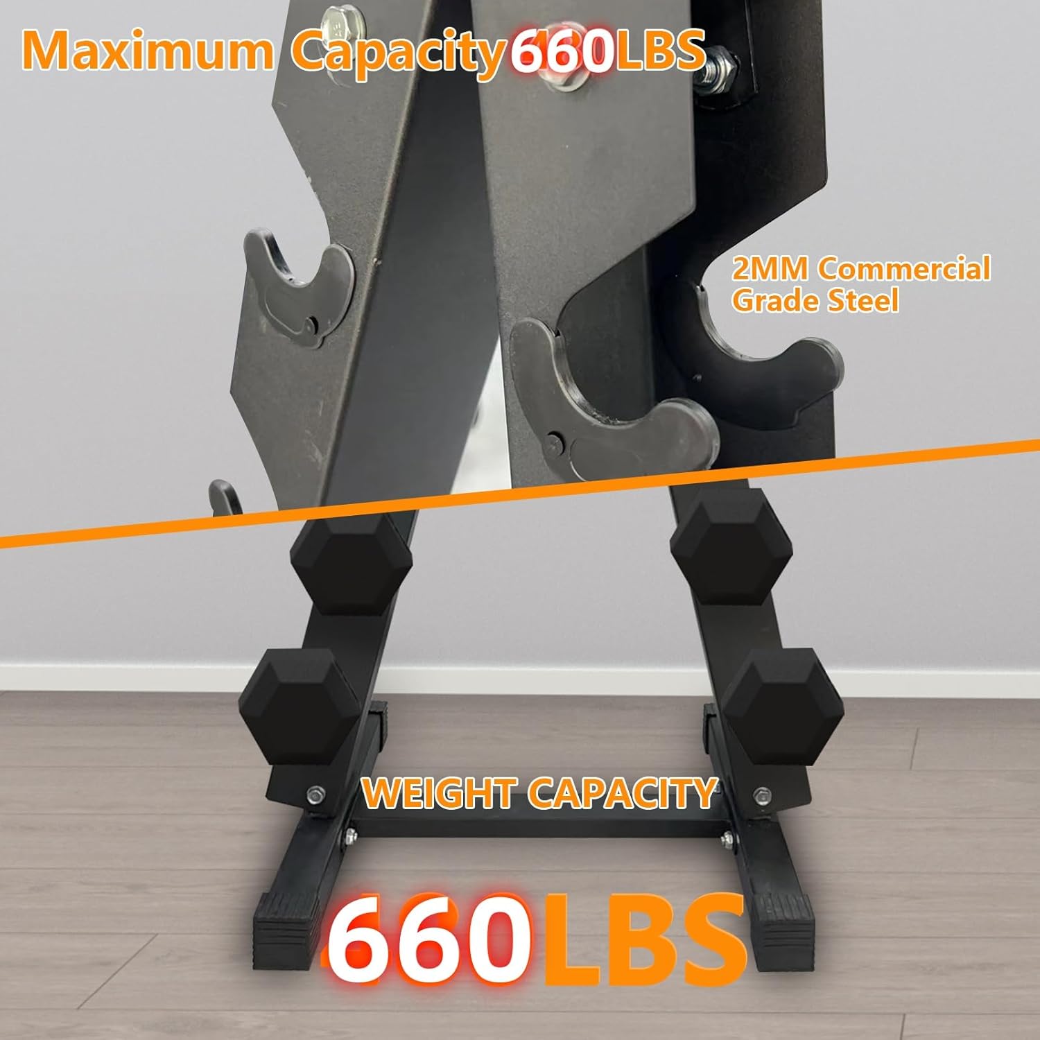 5 Tier Dumbbell Stand Only,Heavy Duty Steel Dumbbell Holder for Home Gym,Max Weight Capacity 480 LBS