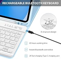 KBCASE iPad 10. generáció billentyűzetes tok ceruzatartóval, Bluetooth billentyűzet 5